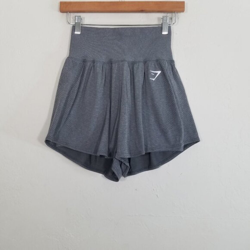 Gymshark Shorts with Built In Shorts Gray High Rise Stretch